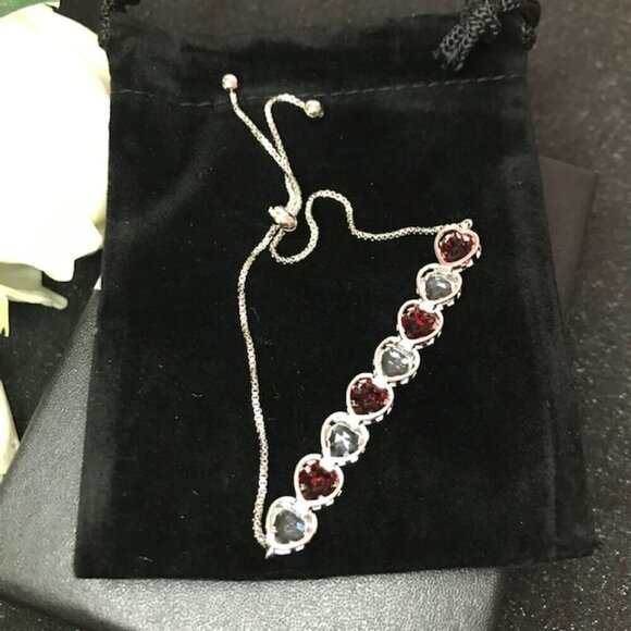 Macy’s Silver Cubic Zirconia & Ruby Heart Bolo Bracelet NWT Christmas Gift idea - Picture 5 of 7